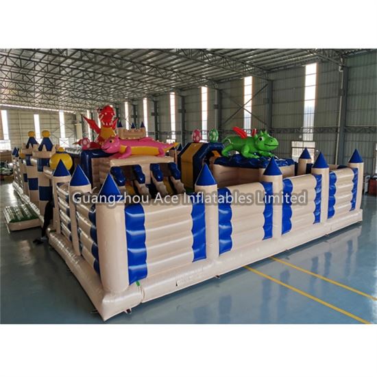 Custom Large Outdoor Inflatable Adventure Dinosaur Theme Park For Sale